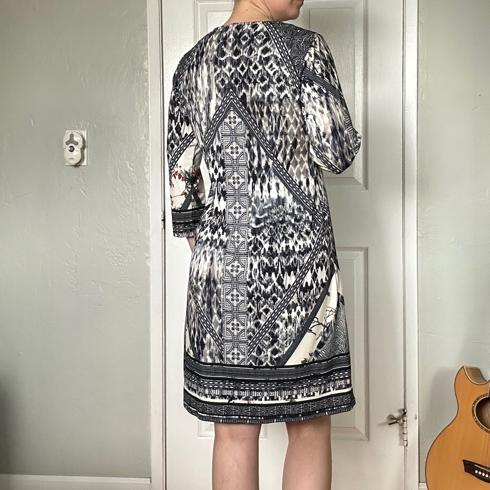 Hale Bob 3/4 sleeve black and white jersey dress, size small - Picture 2 of 5